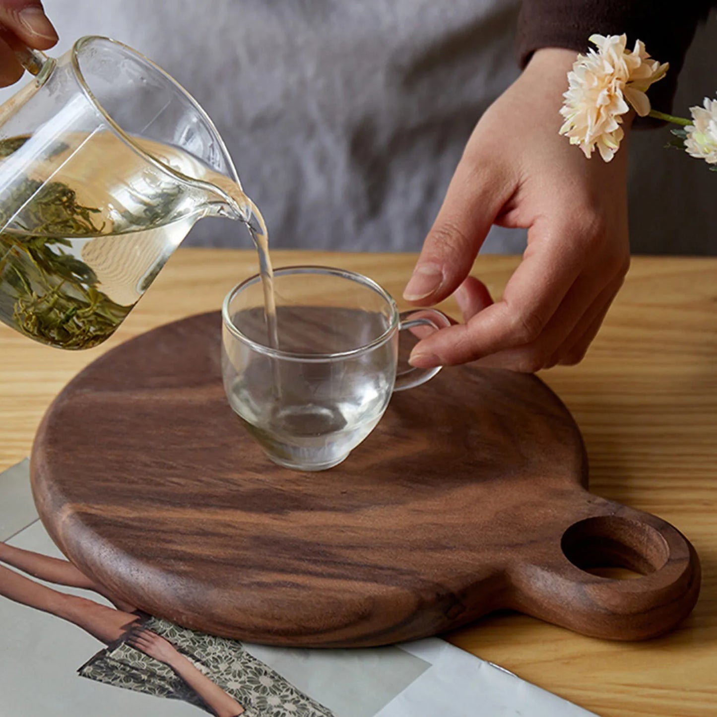Tagliere In Legno Intagliato Rotondo Per Frutta E Bistecche Piatto Da Pranzo Per Bambini