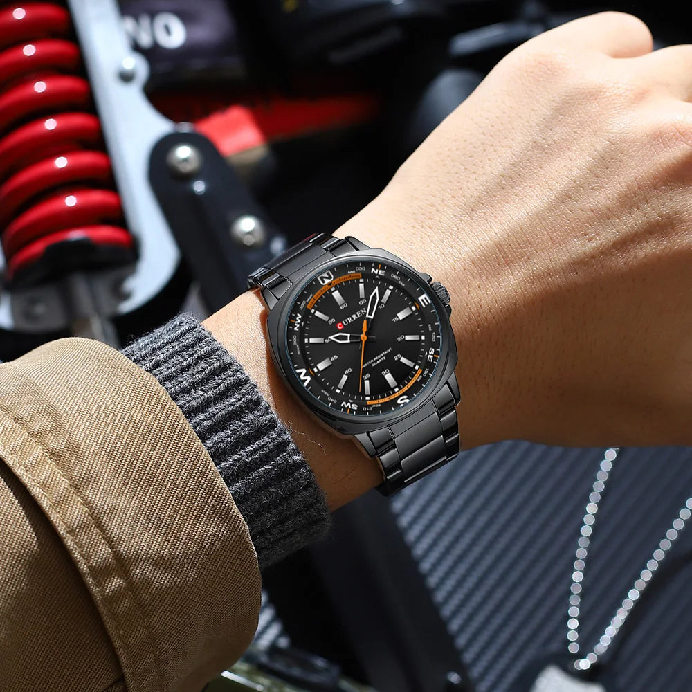 Curren Orologio Da Polso Da Uomo Quarzo Per Business Casual Con Cinturino In Acciaio Inossidabile Impermeabile 8455