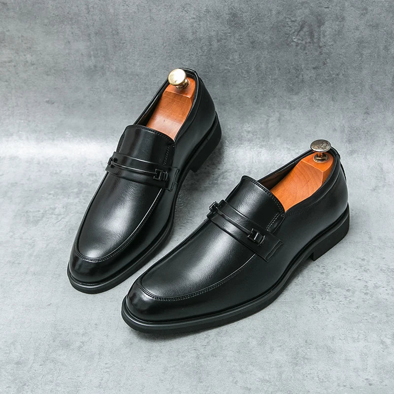 Scarpe Formali In Pelle Da Uomo Mocassini Slip On Classico Punta Tonda Traspirante Antiscivolo Per Ufficio Matrimonio
