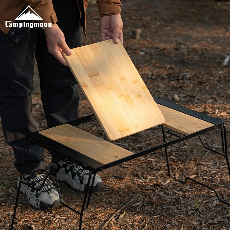 CAMPINGMOON Tavola Di Bambù Per Barbecue CKP25 Piatto Da Tavolo In Legno Per Campeggio Esterno Vassoio Per Alimenti