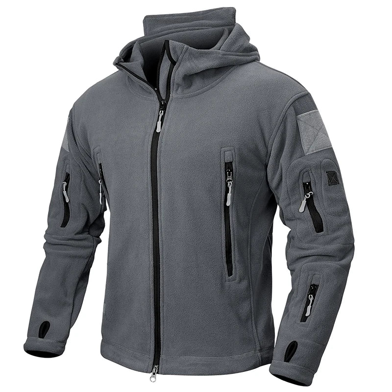Giacca Invernale In Pile Tattico Da Uomo Calda Con Cappuccio Esterno Polare Escursionismo Sportiva Casual Con Zip