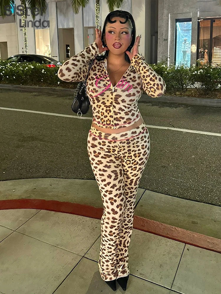 Sisterlinda Junior Tuta Alla Caviglia Leopardo Con Pantaloni Svasati High Street K24S50103