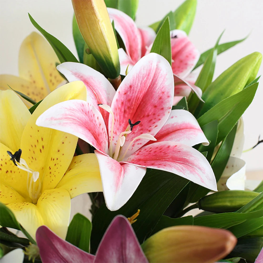 Fiori Artificiali Con Ramo Di Giglio Con Stampa 3D Dall Aspetto Reale Fiori Finti Bianchi Per Decorazione Giardino Nozze
