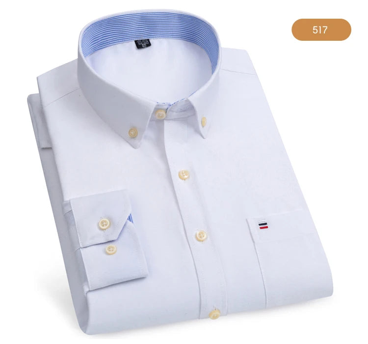 Camicia Da Uomo Oxford Abbottonata Maniche Lunghe In Cotone Al 100 Percento Con Tasca A Quadri Piccoli Stile Casual