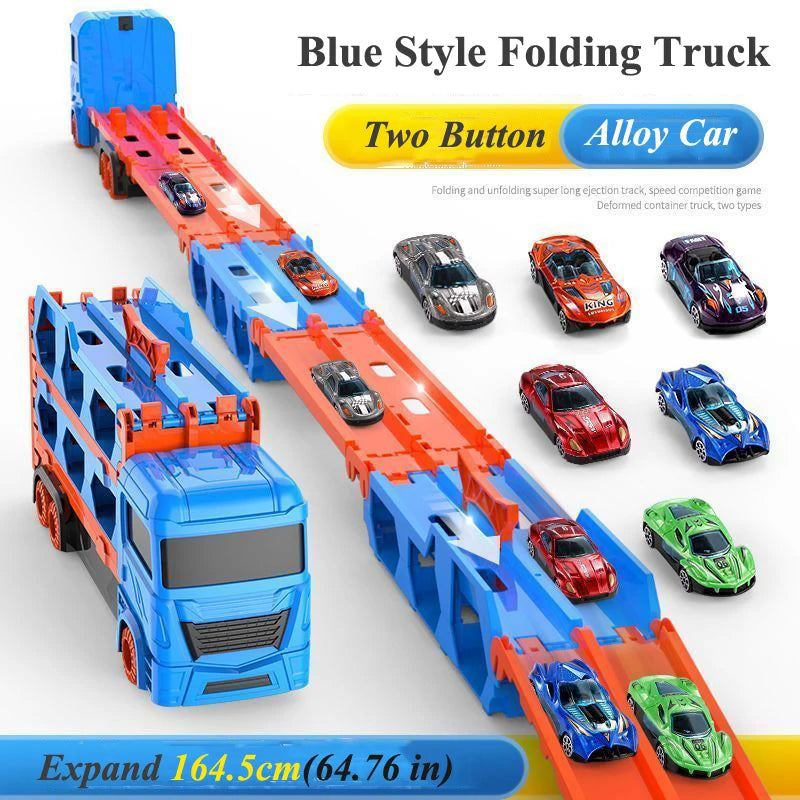 Grande Camion Trasportatore per Auto con Pista Pieghevole Veicolo da Corsa Giochi Competitivi per Bambini Regalo