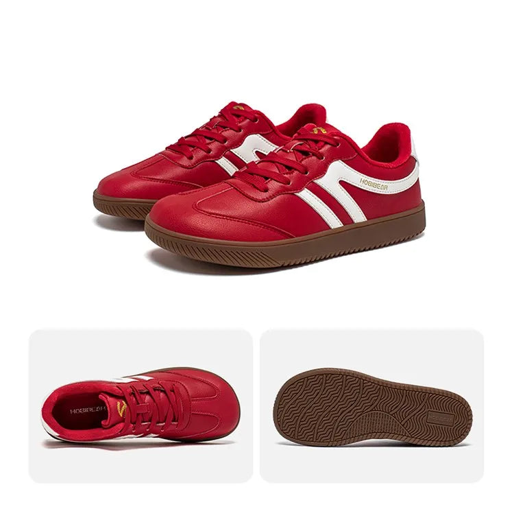Hobibear Scarpe Da Ginnastica Unisex A Punta Larga In Pelle Artificiale Foderate In Pelliccia Sintetica Retrò Stringate