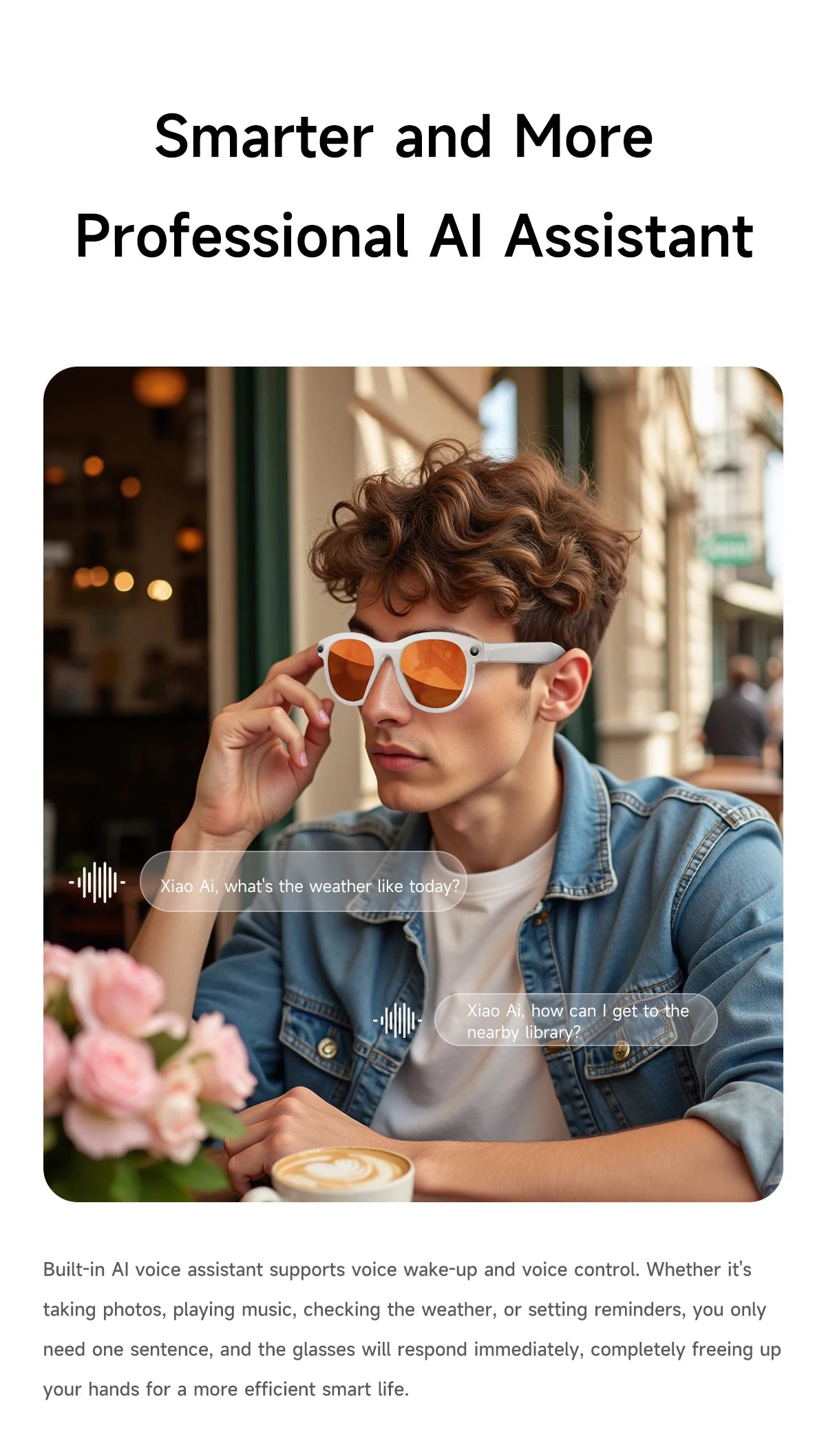 Senbono AI Occhiali Intelligenti Con Fotocamera Per Foto Video Chiamate Musica Sport Bluetooth Traduttore Per Uomo Donna