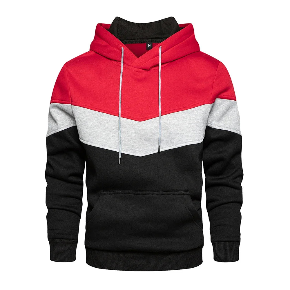 Felpa Patchwork Con Cappuccio Uomo Abbigliamento Casual Ampio Pile Caldo Streetwear Autunno Inverno Sportivo
