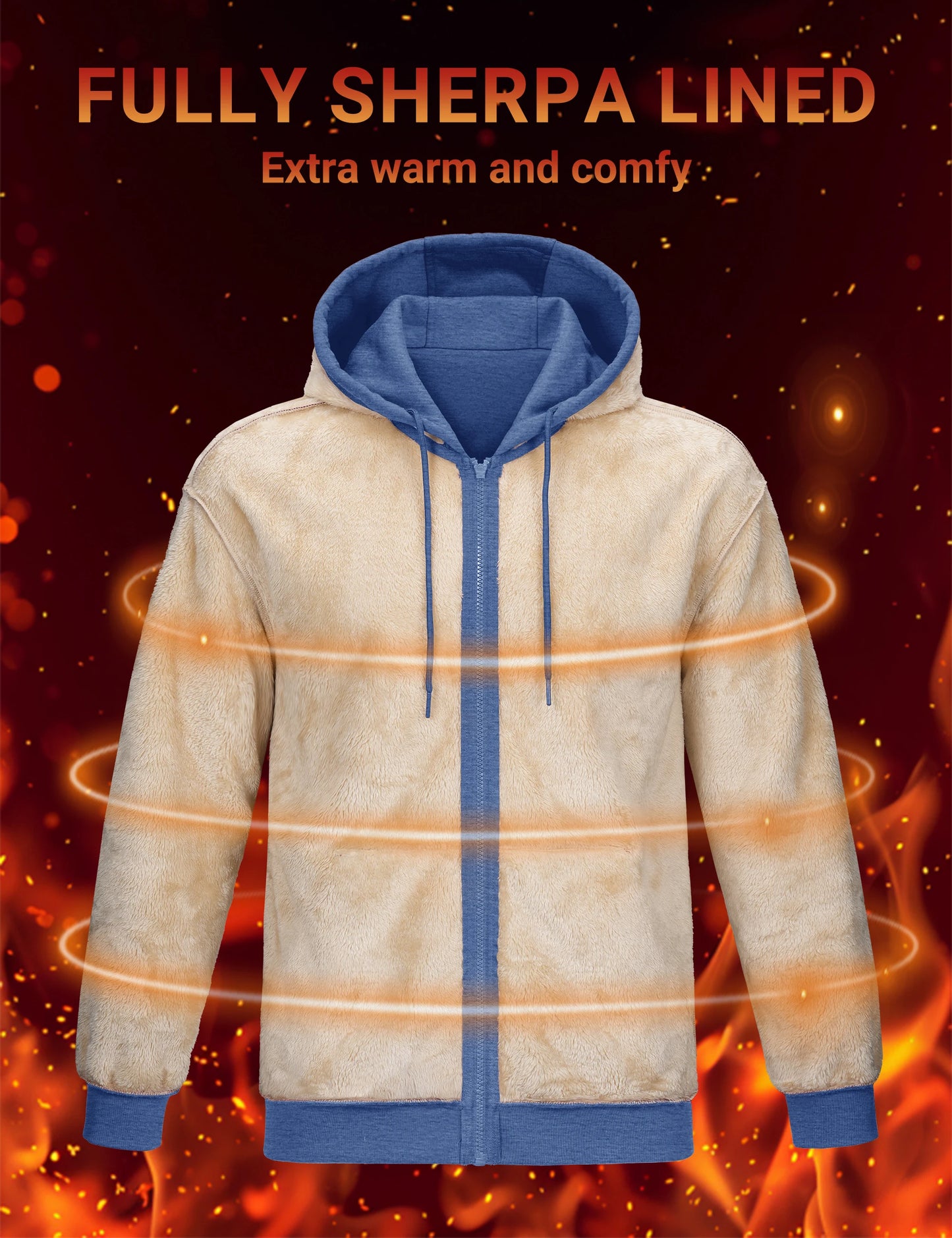 Tacvasen Felpa Con Cappuccio Da Uomo Zip Fodera Sherpa Invernale Pile Spesso Caldo Capispalla Casual