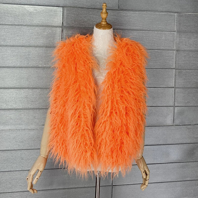 Gilet Di Pelliccia Sintetica Da Donna Lana Imitazione Caldo Senza Maniche Autunno Inverno 2025 Stile Elegante