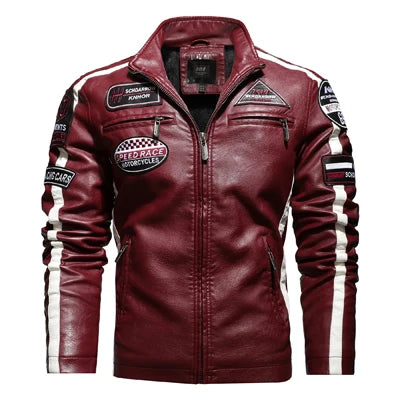 Dimusi Giacche Invernali Uomo In PU Stile Moto Vintage Cerniera Ecopelle Biker Con Cappuccio Nero Blu Rosso Vino