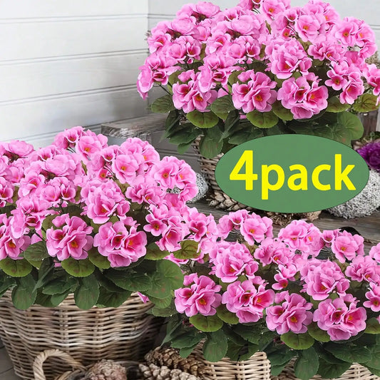 1 2 4 Pezzi Fiori Artificiali Realistici Con Fogliame Verde Per Esterni Portico Patio Finestra Fioriera Sospesa