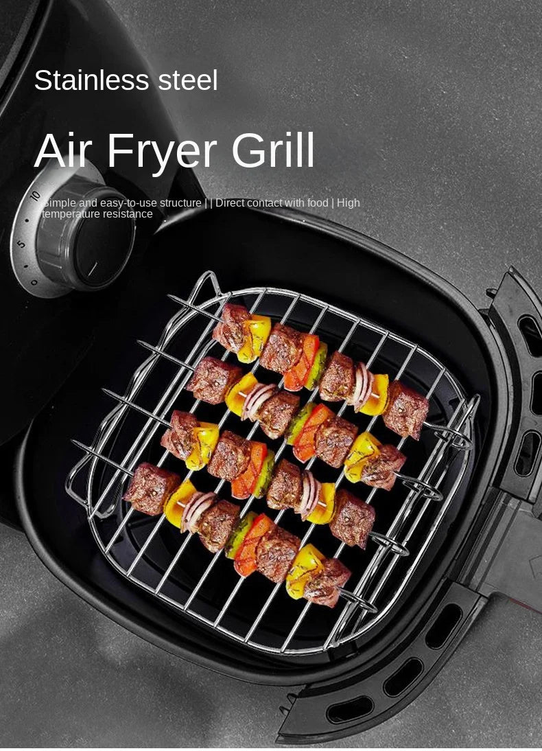 Set Grill Da Esterno Con Spiedini E Staffe Per Barbecue In Acciaio Inossidabile Per Friggitrice Ad Aria Quadrata