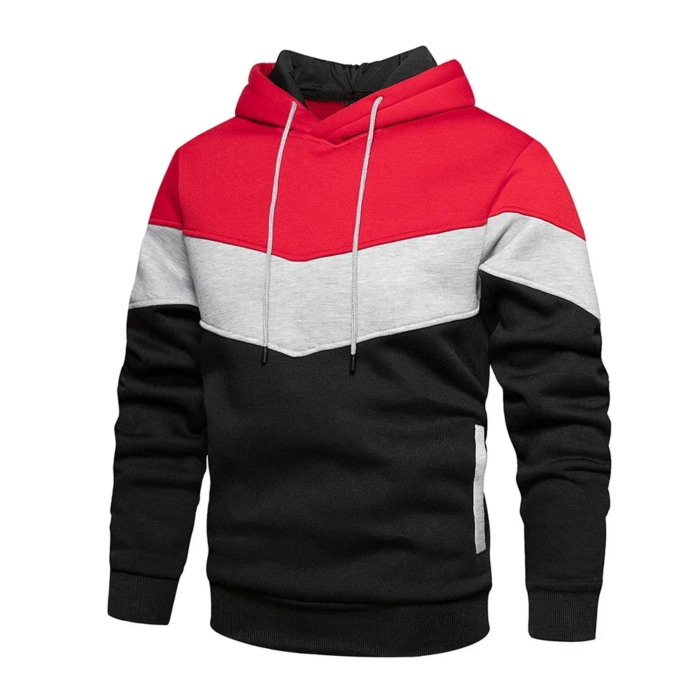 Felpa Patchwork Con Cappuccio Uomo Abbigliamento Casual Ampio Pile Caldo Streetwear Autunno Inverno Sportivo