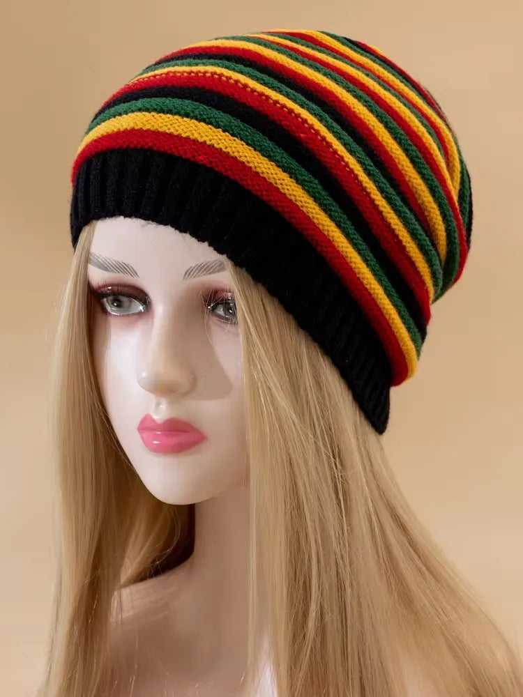 Nuovi Cappelli Invernali Slouchy da Donna per Tenere al Caldo Berretto Lavorato a Maglia a Righe Design