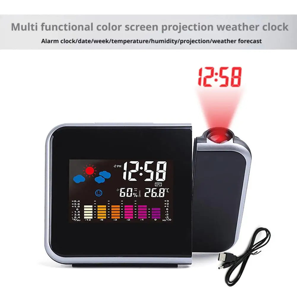 Sveglia Con Schermo A Colori A LED Con Proiezione Intelligente E Previsioni Meteo Per Decorazione Della Camera Da Letto