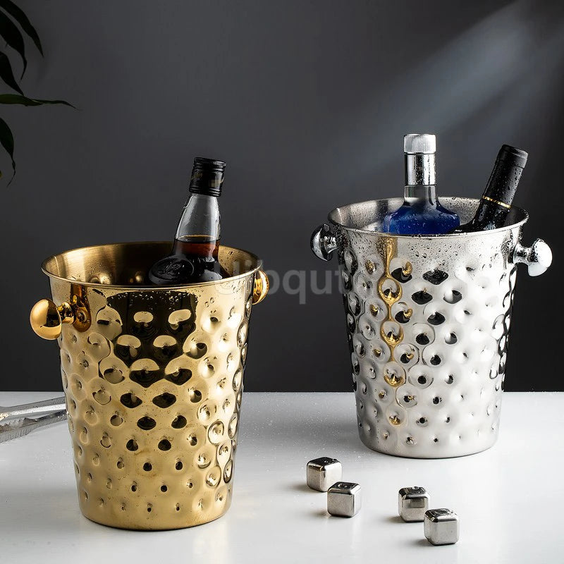 Secchiello Per Il Ghiaccio In Acciaio Inossidabile Dorato Con Motivo Martello Creativo Per Vino Rosso Champagne