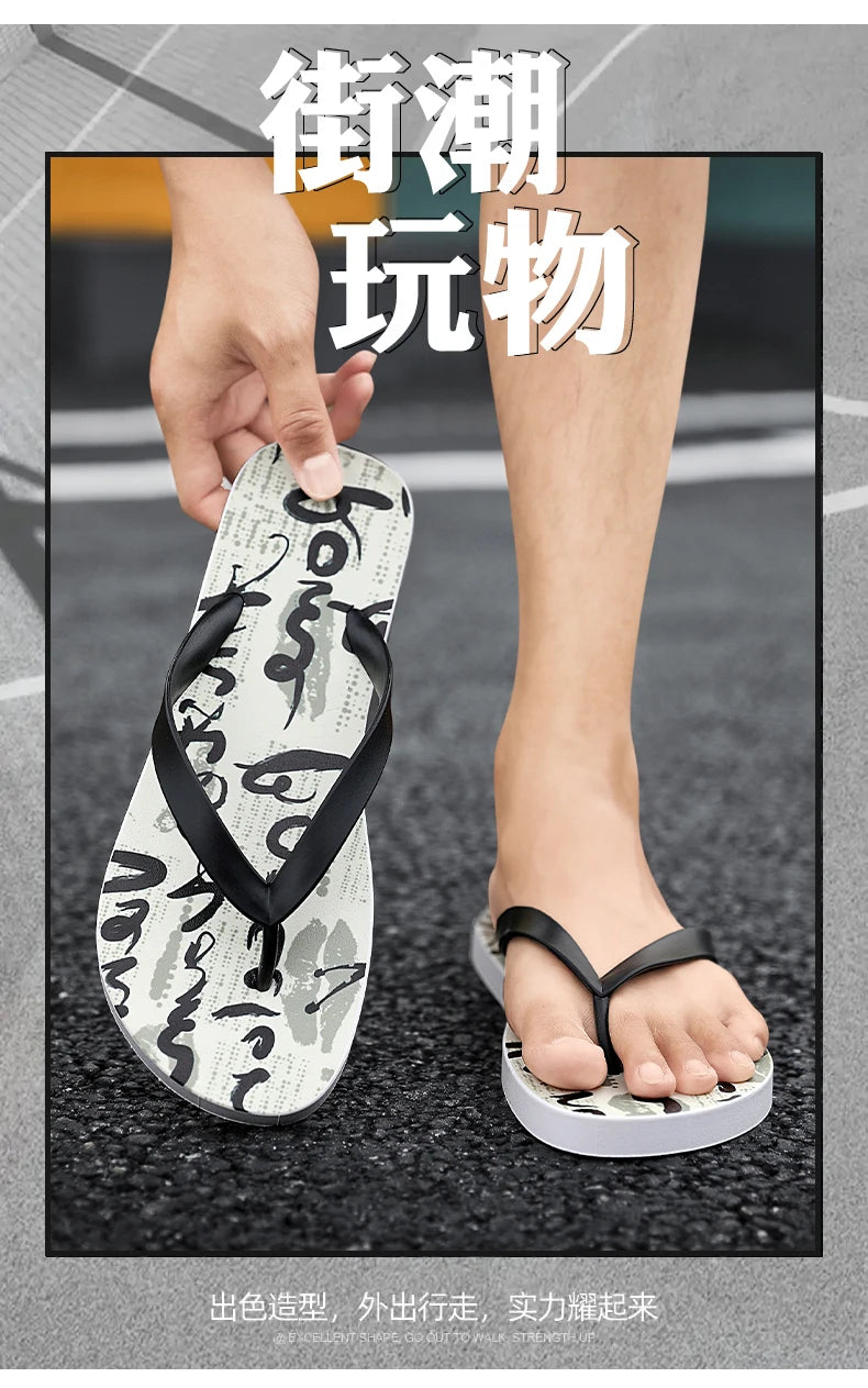 Infradito Da Uomo Antiscivolo Con Suola Morbida Clip Antiscivolo Design Pittura Cinese Sabbia Da Spiaggia