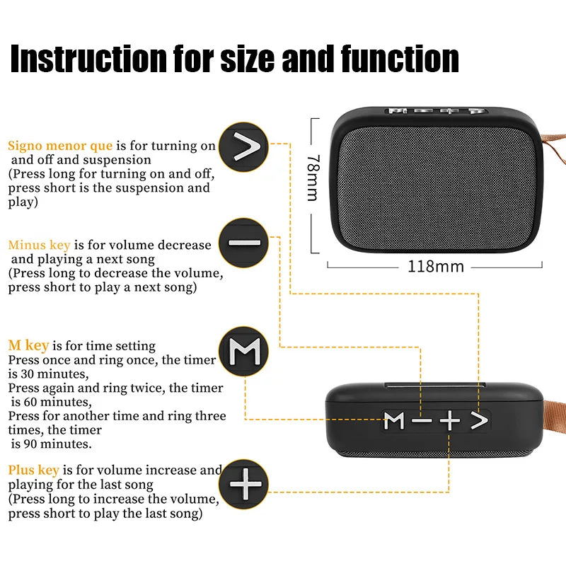 Mini Altoparlante Bluetooth Portatile 5.0 HiFi Soundbar Wireless Con Batteria Da 500 mAh Per Sport Indoor Outdoor