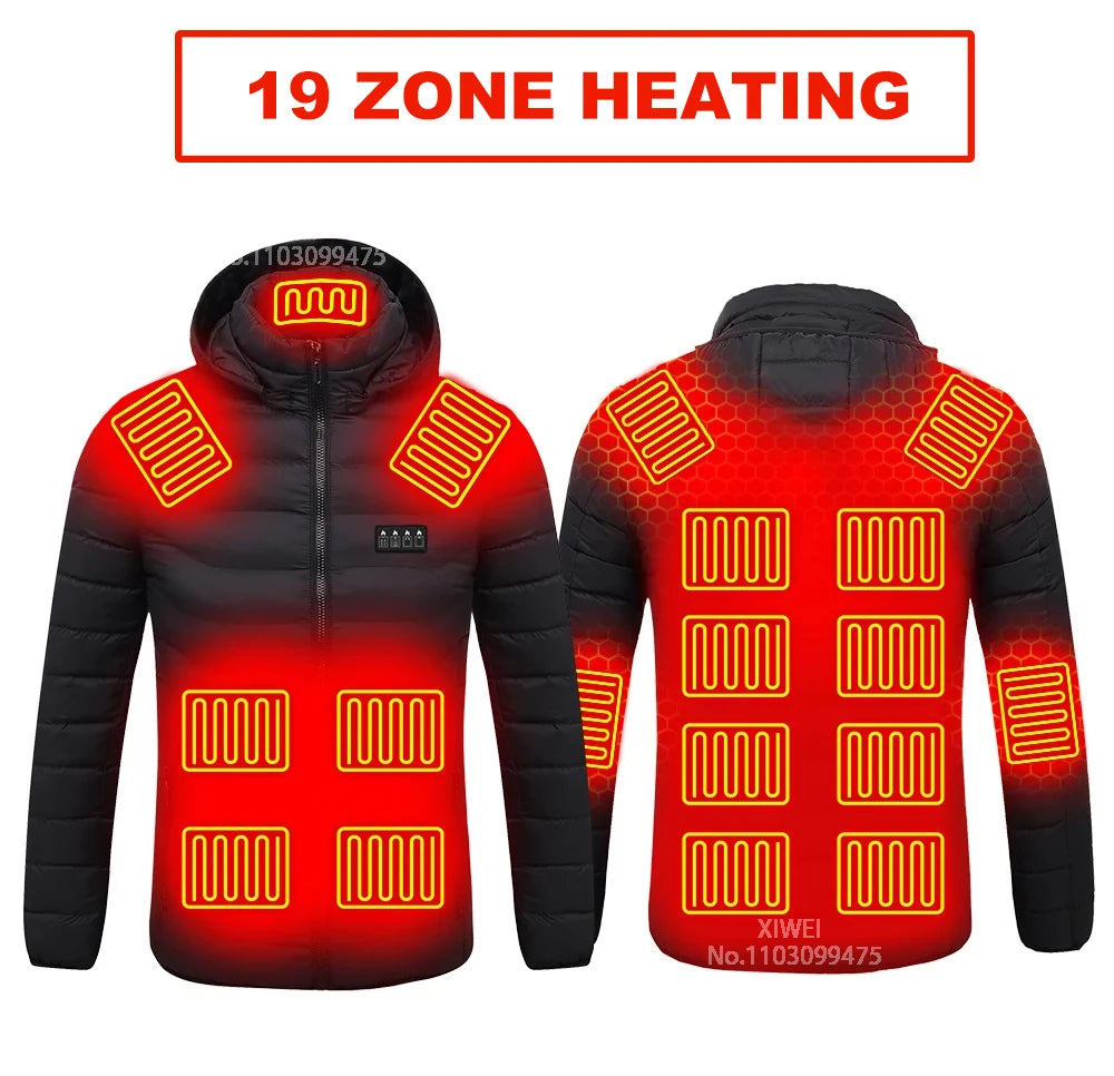 Giacca Riscaldata Unisex USB Termica Invernale Campeggio Sci Cotone Lavato Calda Leggera