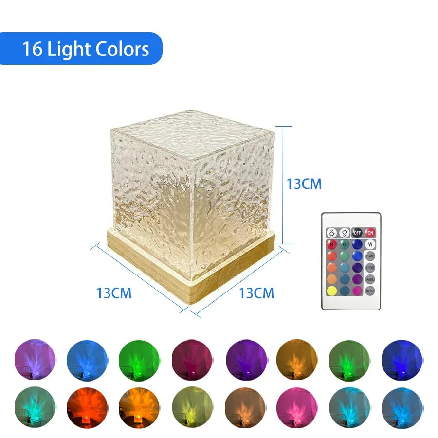 Ondulazioni d'acqua Luci Lampada Proiettore d'acqua dell'oceano Luce Luminorthe lumena Luci Arredamento camera da letto 16 colori Fiamma rotante Luce notturna