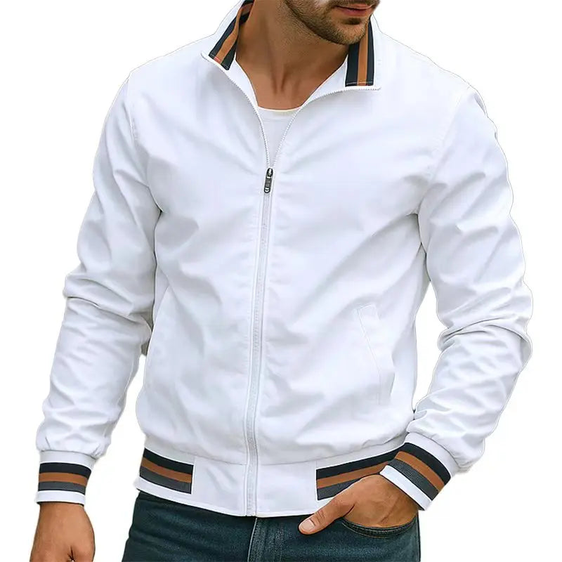 Giacca Da Uomo Impermeabile Leggera Con Colletto Stand Tinta Unita Per Esterno Streetwear Capospalla