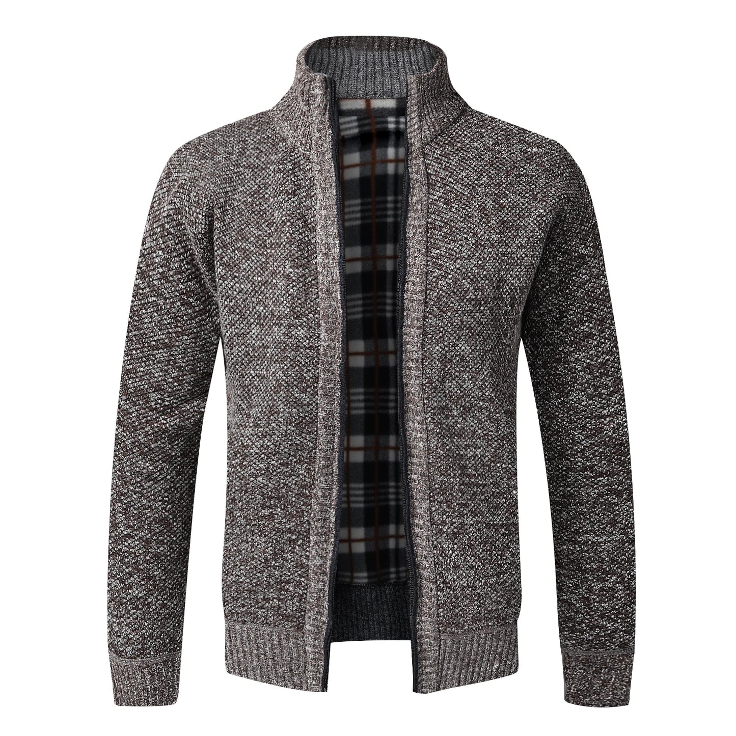 Cardigan Caldo Uomo In Pile Con Zip Slim Fit Lusso Lavorato A Maglia Per Autunno Inverno