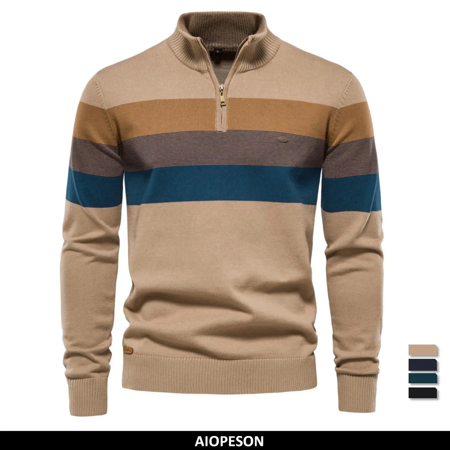 Maglione Uomo Cotone AIOPESON Zip Quarti Collo Lupetto Morbido Elasticizzato Inverno Per Uomo Stiloso
