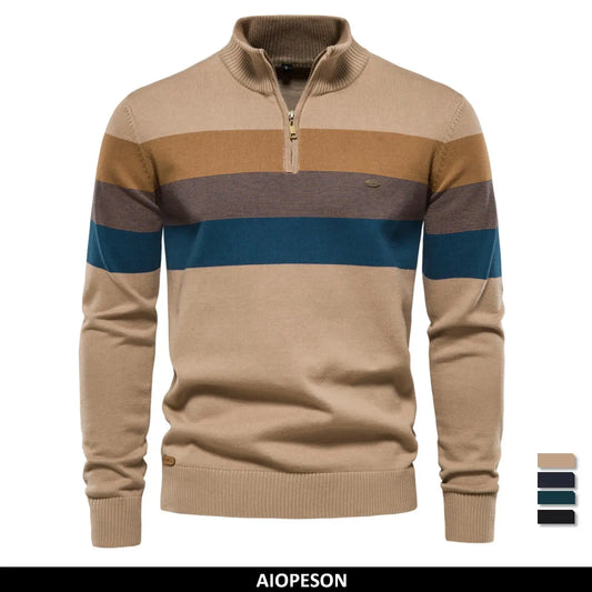 Maglione Uomo Cotone AIOPESON Zip Quarti Collo Lupetto Morbido Elasticizzato Inverno Per Uomo Stiloso