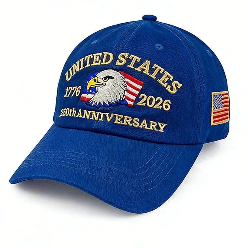 Cappello Patriottico 250esimo Anniversario USA Con Aquila Ricamata Unisex Berretto Da Baseball Elegante