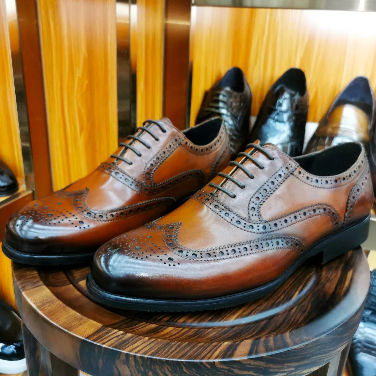 Scarpe Eleganti Da Uomo In Vera Pelle Brogue Punta Alare Oxford Con Lacci Per Matrimonio Nere E Marroni