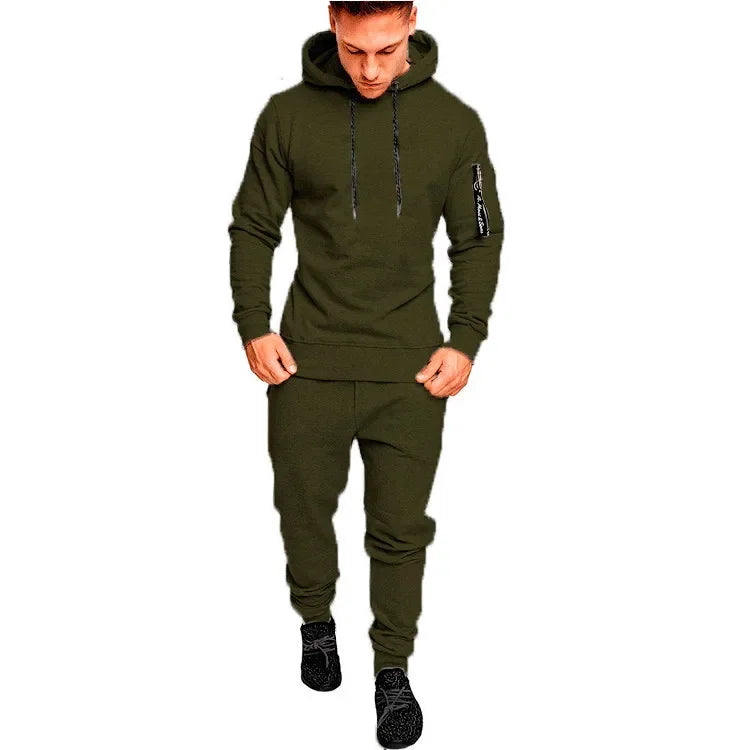 Set Abbigliamento Sportivo Da Uomo Due Pezzi Felpa Con Cappuccio Tattico Militare Pantaloni Traspirante Caldo Jogging