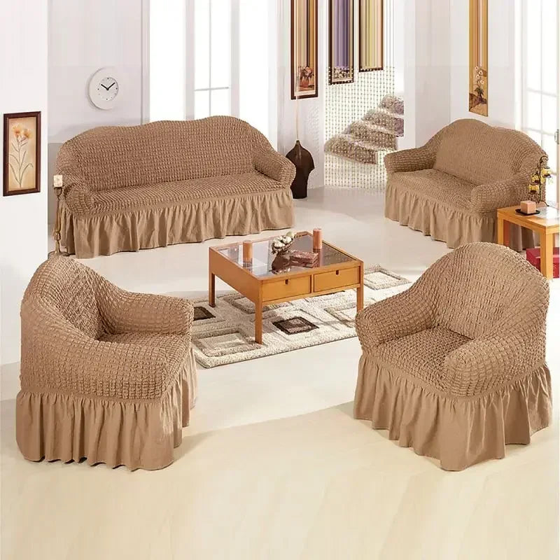 Fodere Per Divani Elastiche Universali Da 90-360 Cm Antiscivolo Copridivano Completo Per 1 2 3 4 Posti In Tessuto Estivo