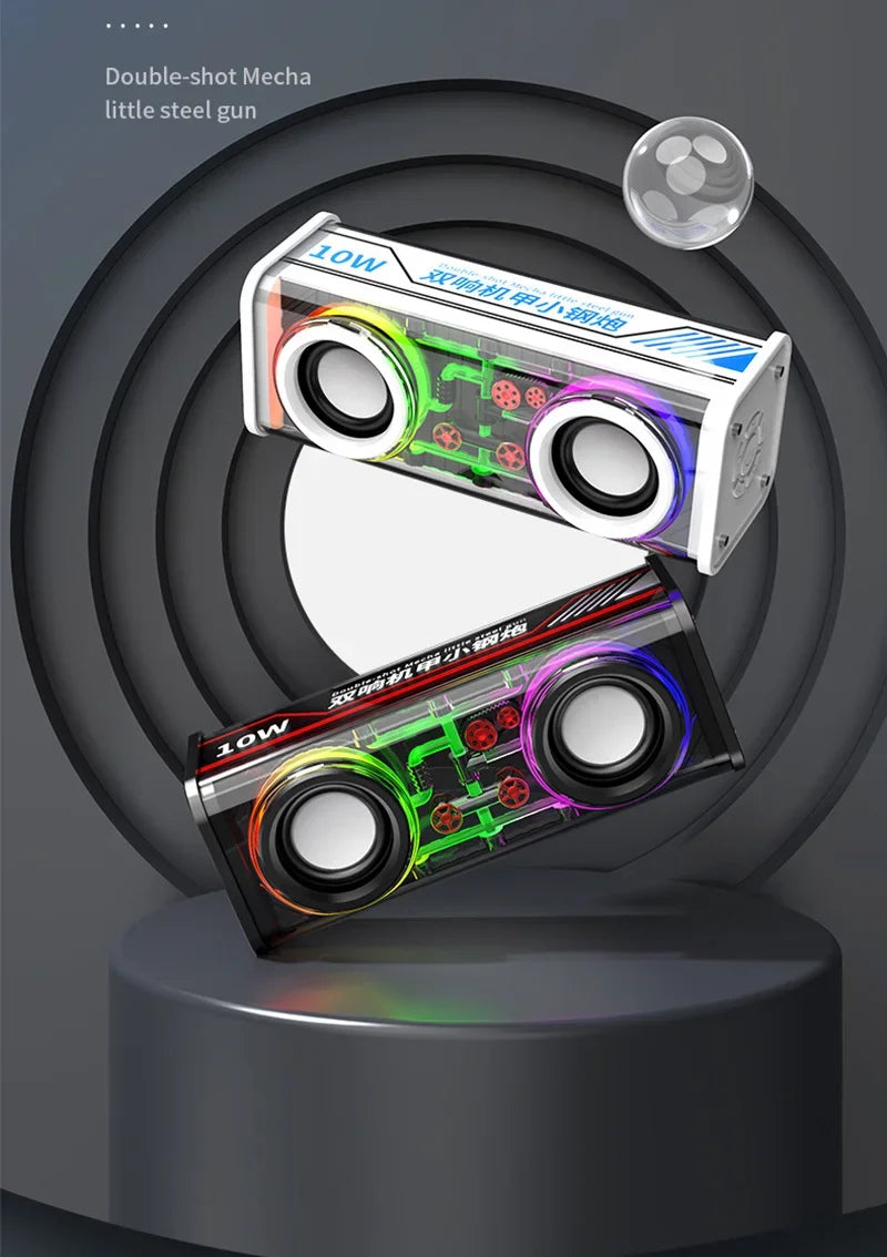 V8 Altoparlanti Mecha Trasparenti Bluetooth 5.0 Mini Wireless Con Diaframma A Doppio Subwoofer Per Festa RGB Light TWS