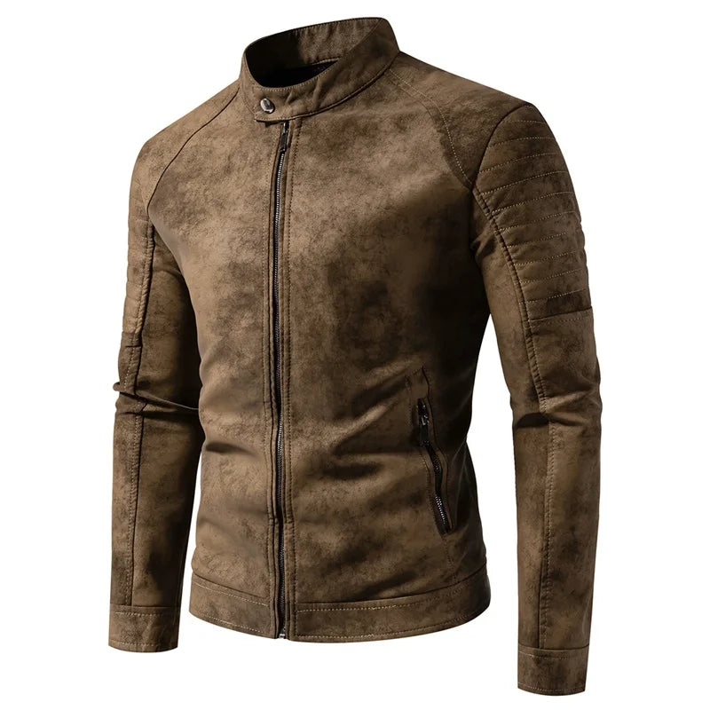 Cappotto Da Uomo Antivento Traspirante Autunno Inverno Giacca Casual Pelle Retrò Colletto Coreano Versatile