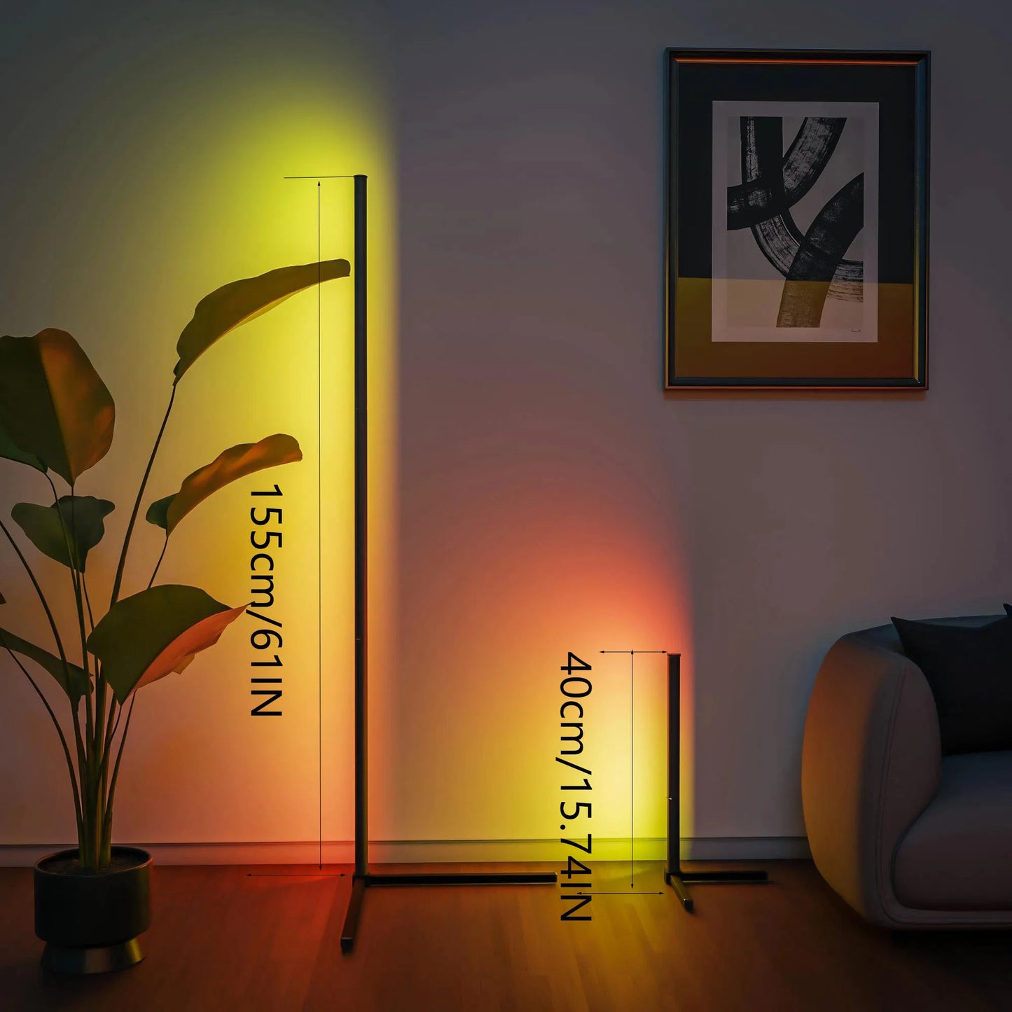 Lampada Da Terra Angolare RGB Dimmerabile Con Controllo Tramite App E Sincronizzazione Musicale