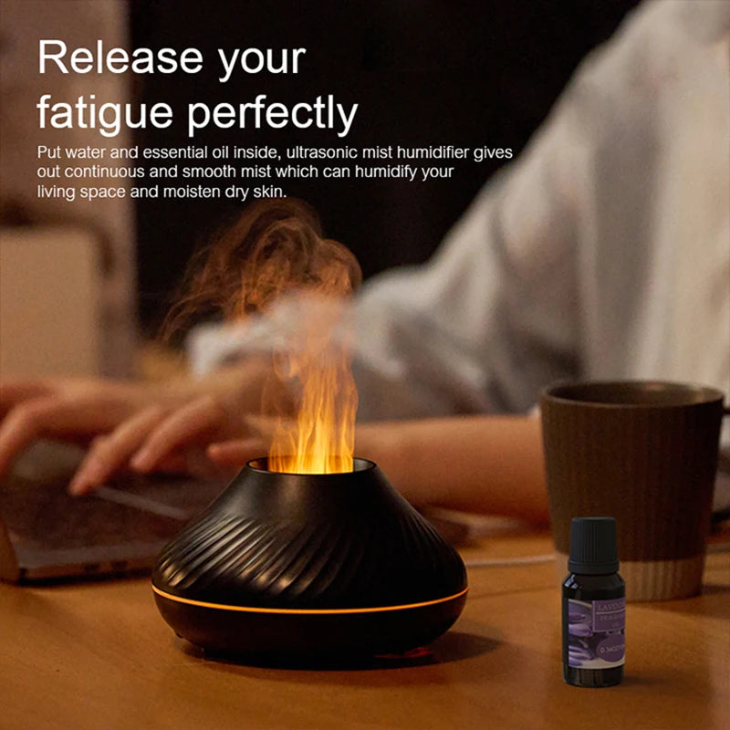 Umidificatore Per Aromaterapia Vulcanica 130ml Diffusore Di Oli Essenziali Portatile USB Con Luce Notturna