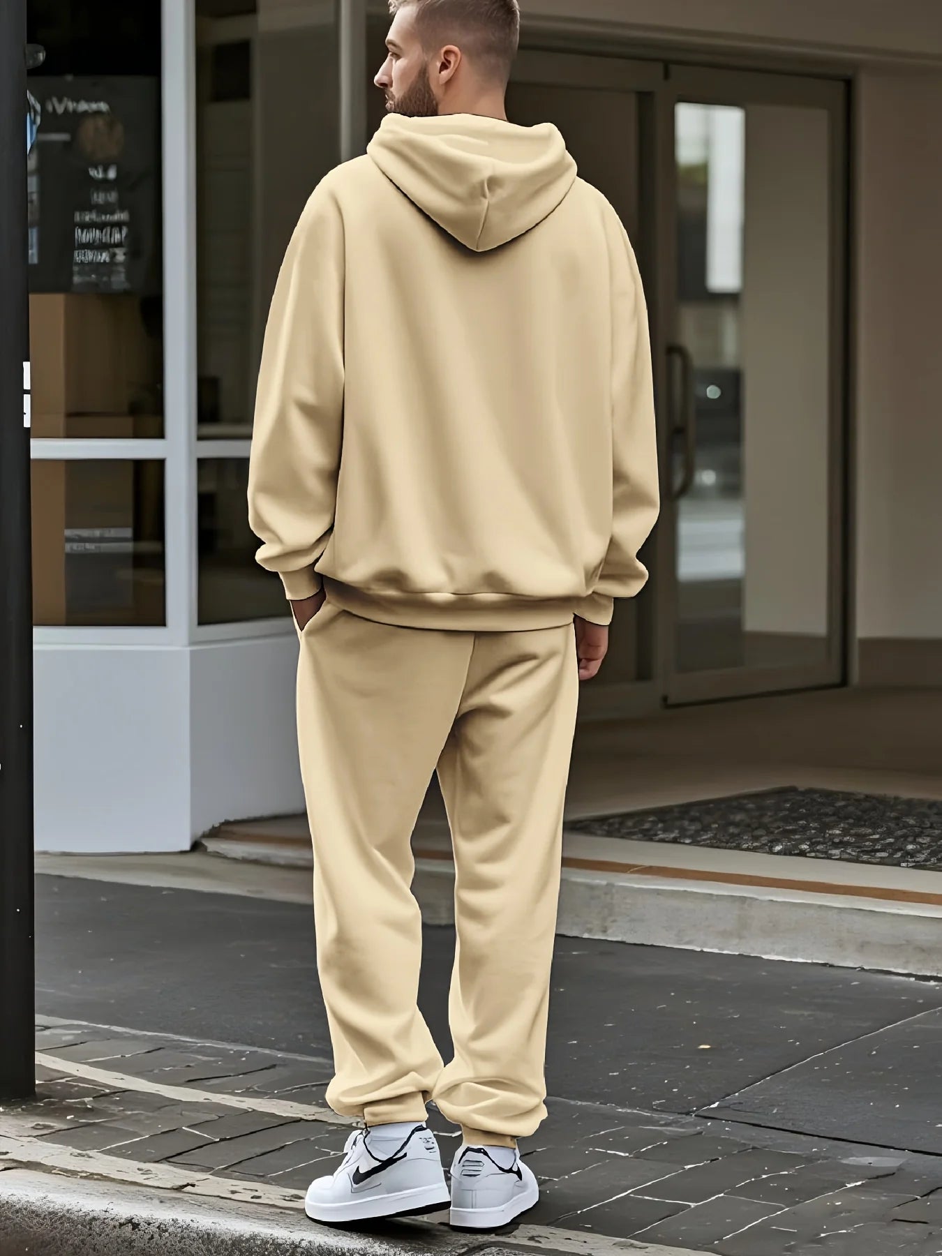 Felpa Sportiva Da Uomo Autunno Inverno Calda In Velluto Spesso Stampa Lettera Milano Italia E Set Pantaloni Della Tuta