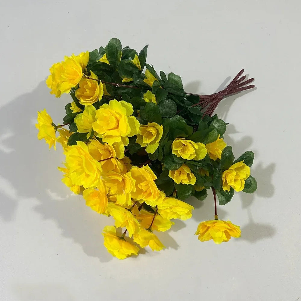 Set da 2 Pezzi Fiori Artificiali Azalea Rosse Autunno UV Resistenti per Decorazioni Interni della Casa