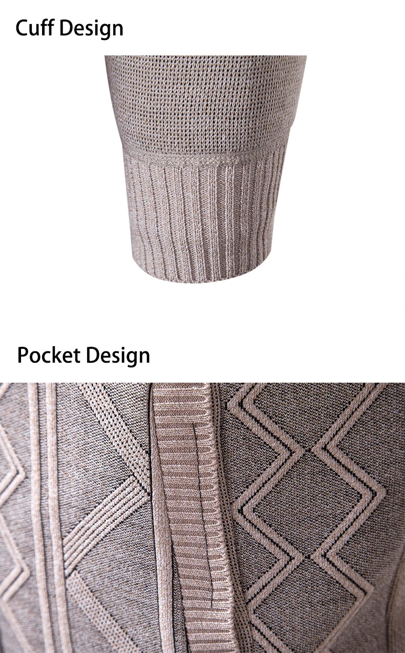Giacca Ispessita Uomo Autunno Inverno Calda Linea Tendenza Colletto Mandarino Cardigan Lavorato A Maglia Cappotto