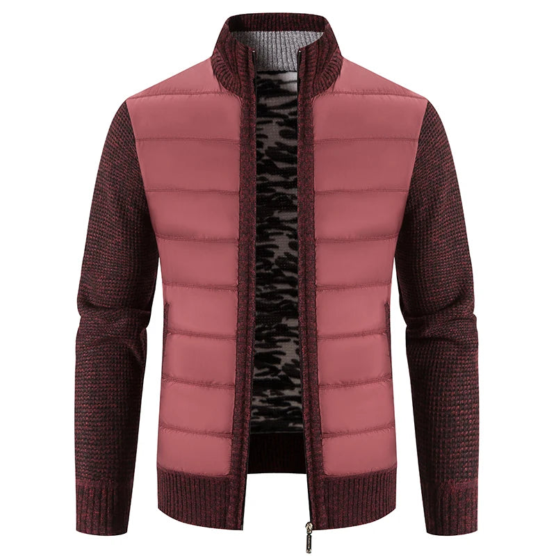 Giacca Uomo Invernale Spessa In Pile Con Zip Intera Antivento Collo A O In Maglia Calda
