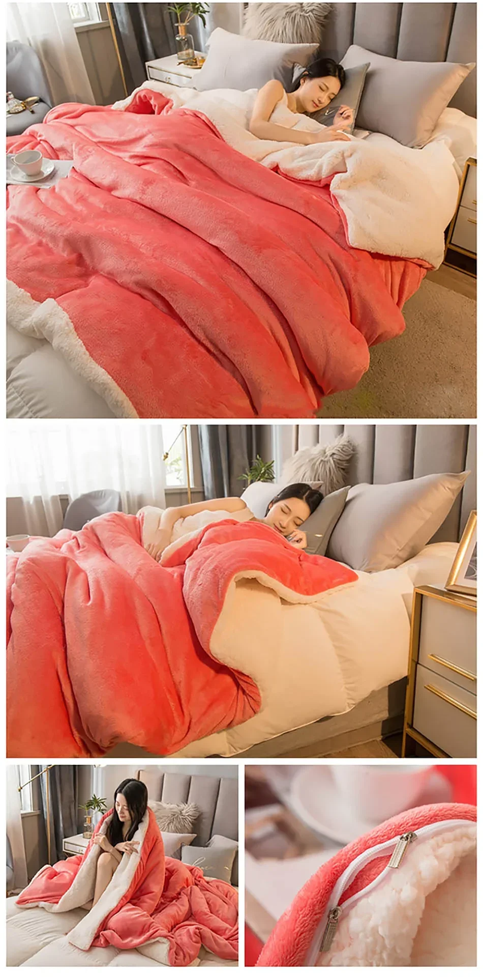 Coperta Riscaldata In Lana Portatile Doppia Faccia Antipilling Queen Letto Invernale Per Campeggio