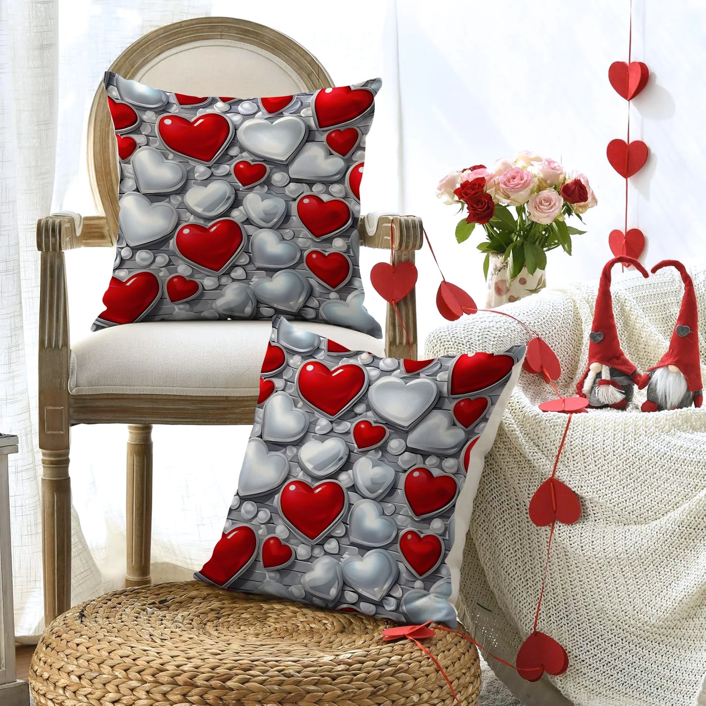 Due Fodere Per Cuscino San Valentino Con Busta D Amore Per Decorazione Divano E Anniversario Di Matrimonio