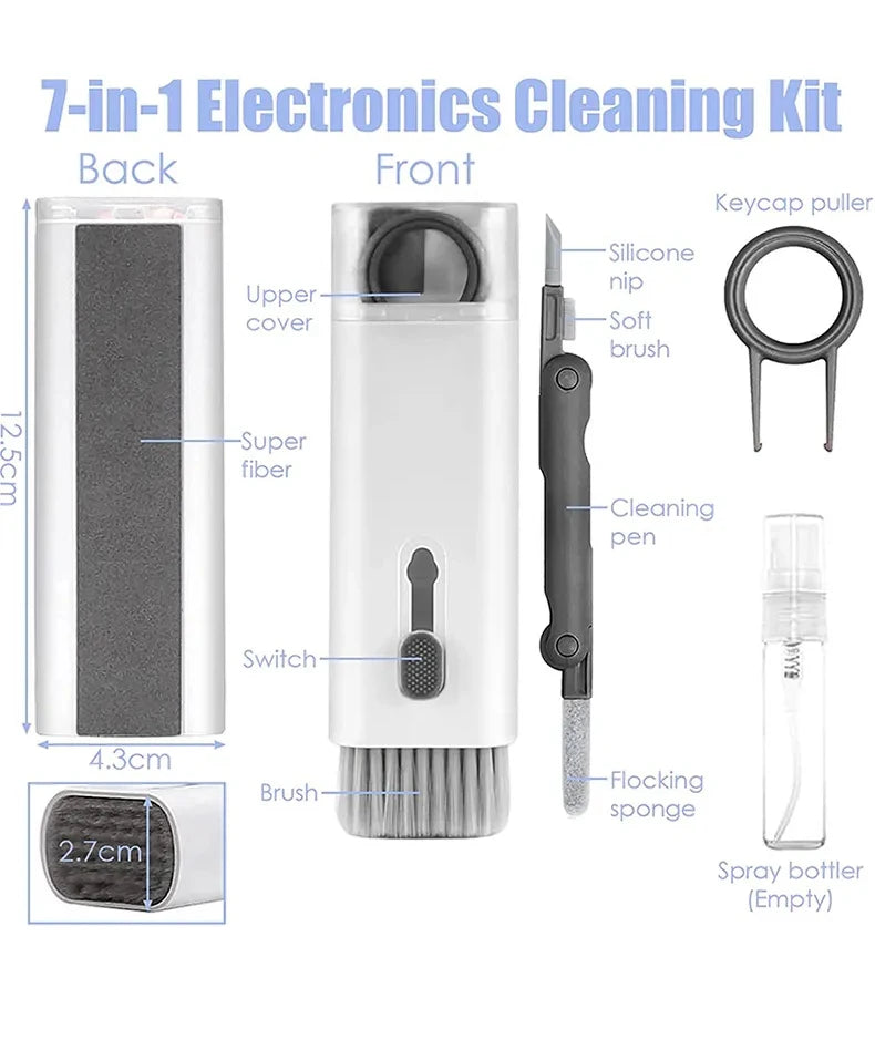Kit 7 In 1 Spazzola Per Pulizia Tastiera Computer Auricolari Detergente Estrattore Copritasti
