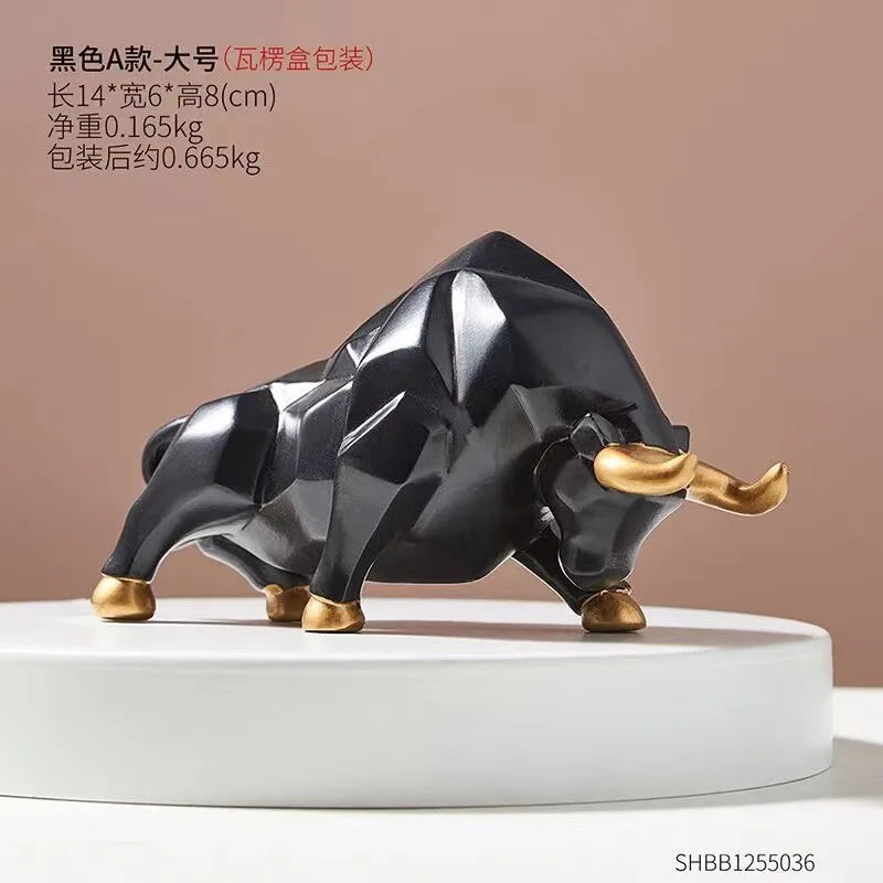 Mini Modello Toro Geometrico In Resina Feng Shui Decorazione Da Interni Wall Street Azioni Figurine