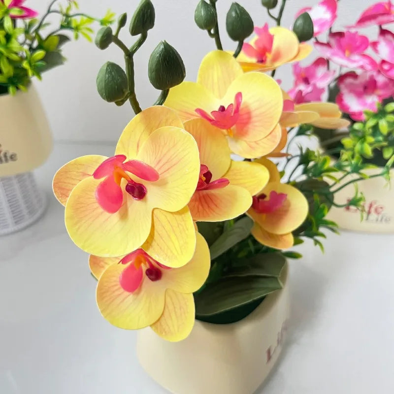 Orchidea Artificiale di Lusso in Stile Nordico con Fiore a Farfalla Vaso Decorazione Domestica Multifunzionale