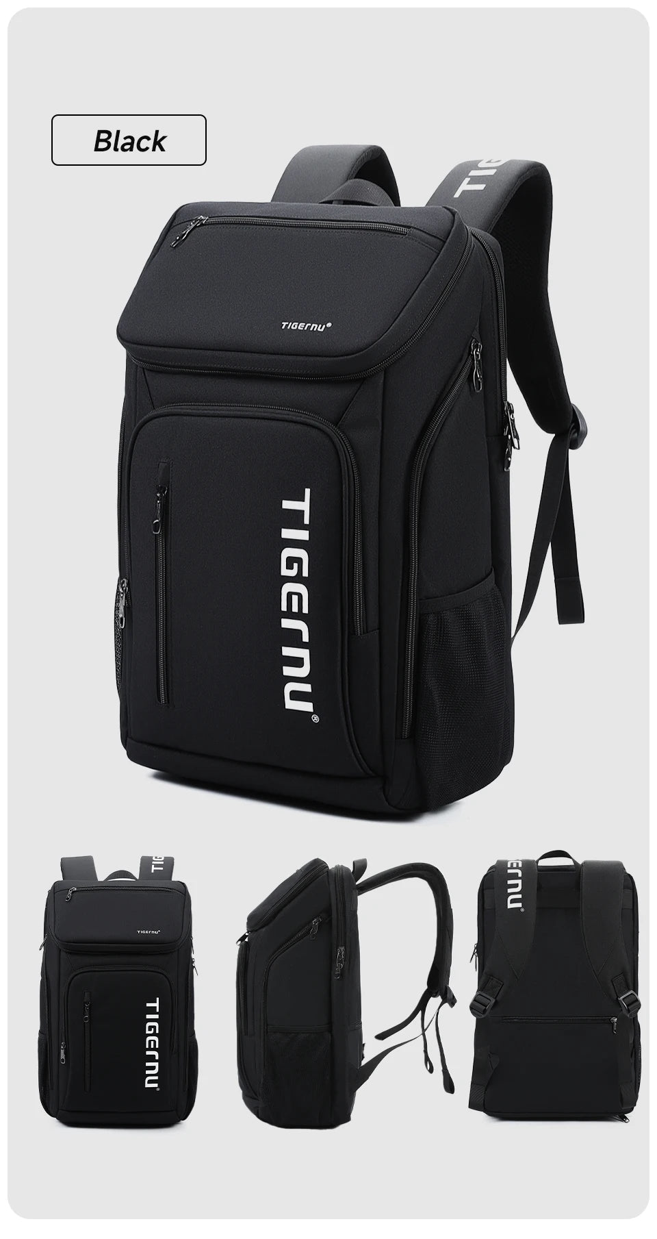 Tigernu Zaino Sportivo Da Uomo 25L Per Viaggio Trekking E Badminton Grigio Nero Esterno