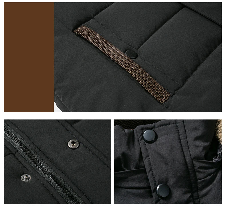 Parka Da Uomo Invernale Antivento Caldo Con Cappuccio E Collo In Pelliccia Giacca Spessa Classica Casual