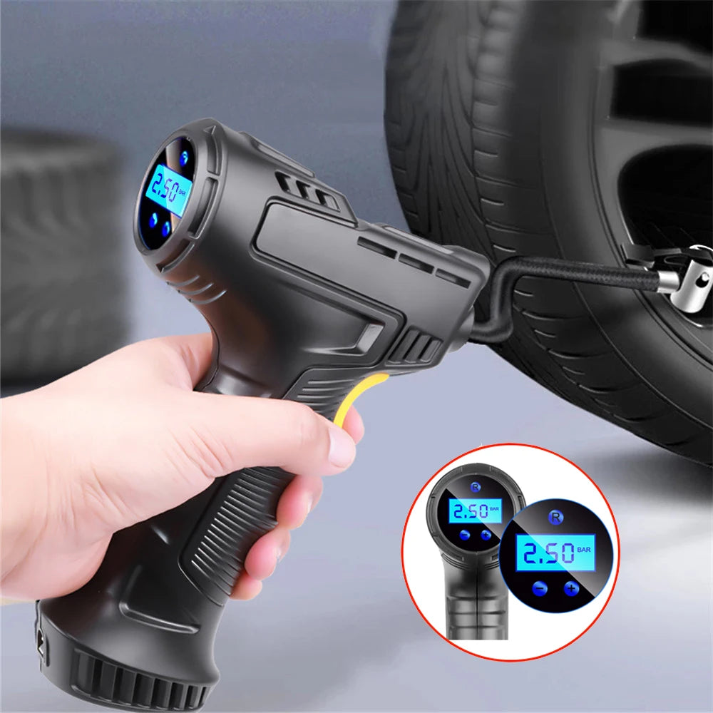 Gonfiatore Per Pneumatici Wireless Digitale 120W Compressore Aria Portatile 12V Ricaricabile Per Moto Auto