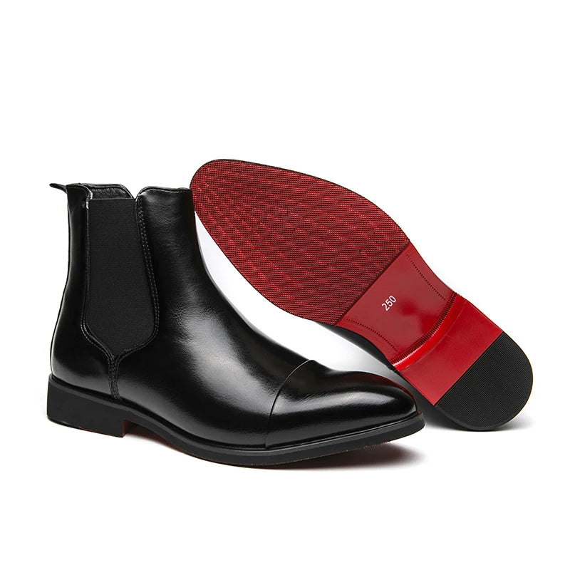 Stivaletti Chelsea Uomo Slip On Con Punta Tonda E Suola Rossa In PU Spedizione Gratuita Taglia 38 46 Scarpe Da Uomo